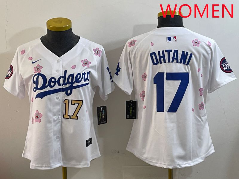 Women Los Angeles Dodgers #17 Ohtani White Sakura Edition 2025 Nike MLB Jersey style 5